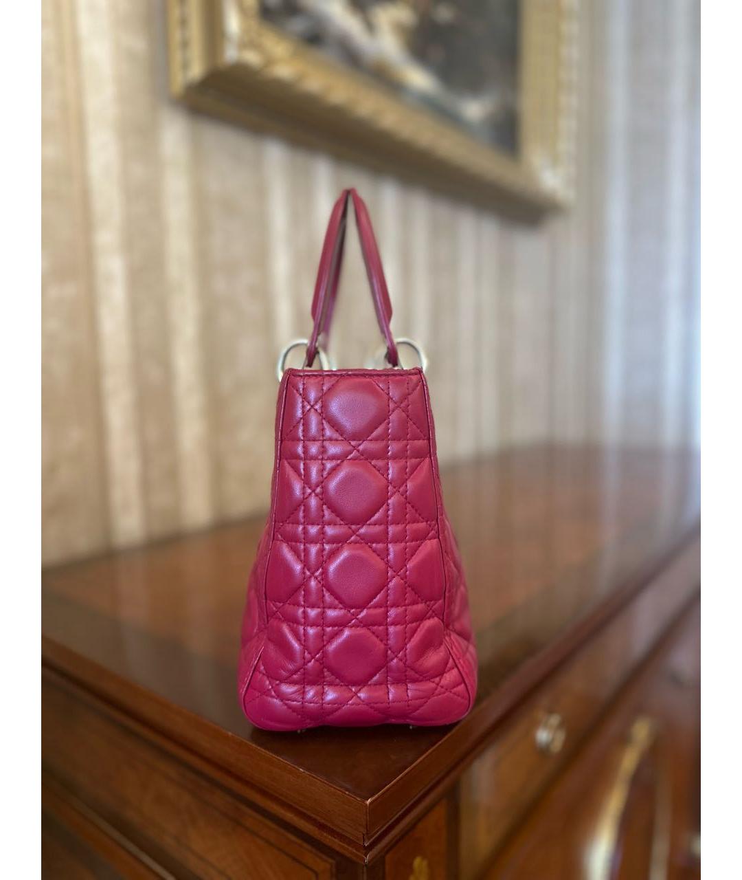 CHRISTIAN DIOR Красная кожаная сумка с короткими ручками, фото 6