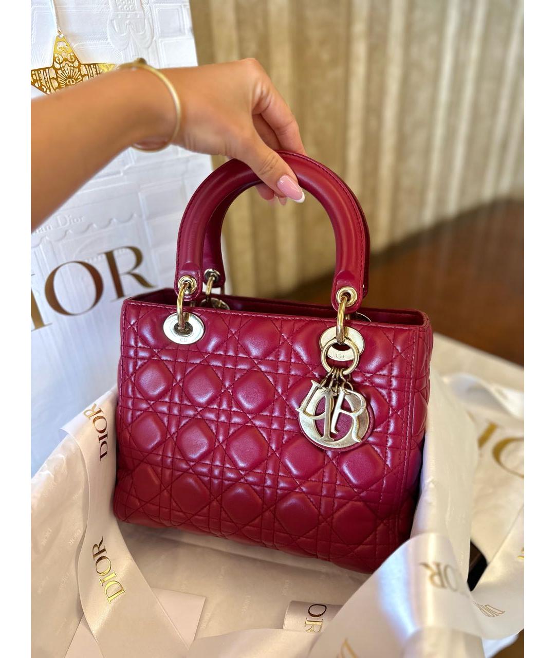 CHRISTIAN DIOR Красная кожаная сумка с короткими ручками, фото 2
