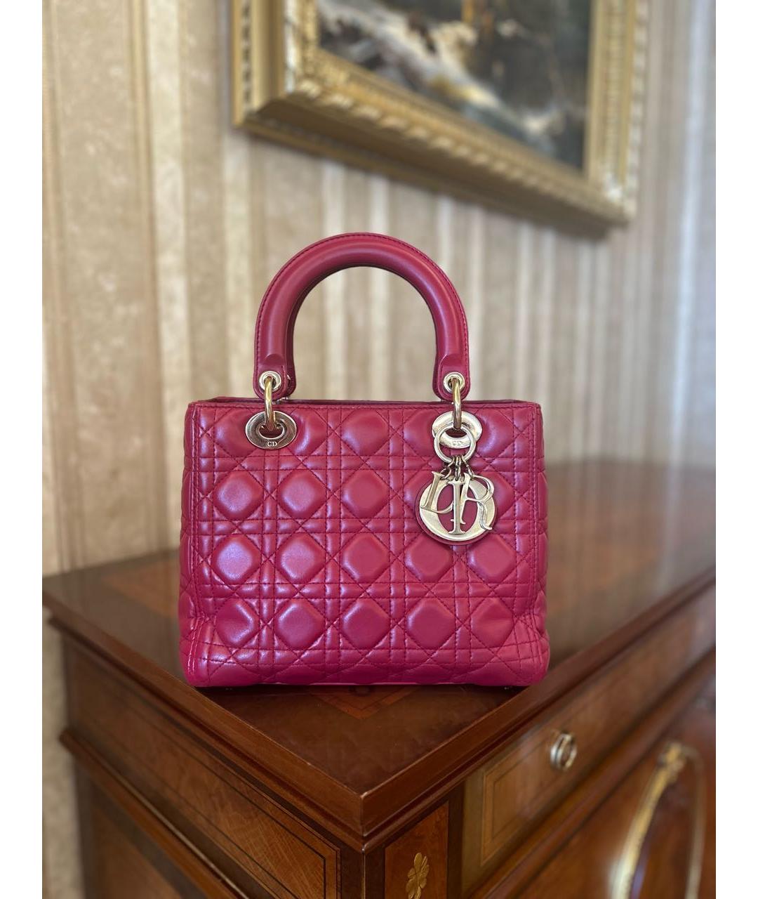 CHRISTIAN DIOR Красная кожаная сумка с короткими ручками, фото 2