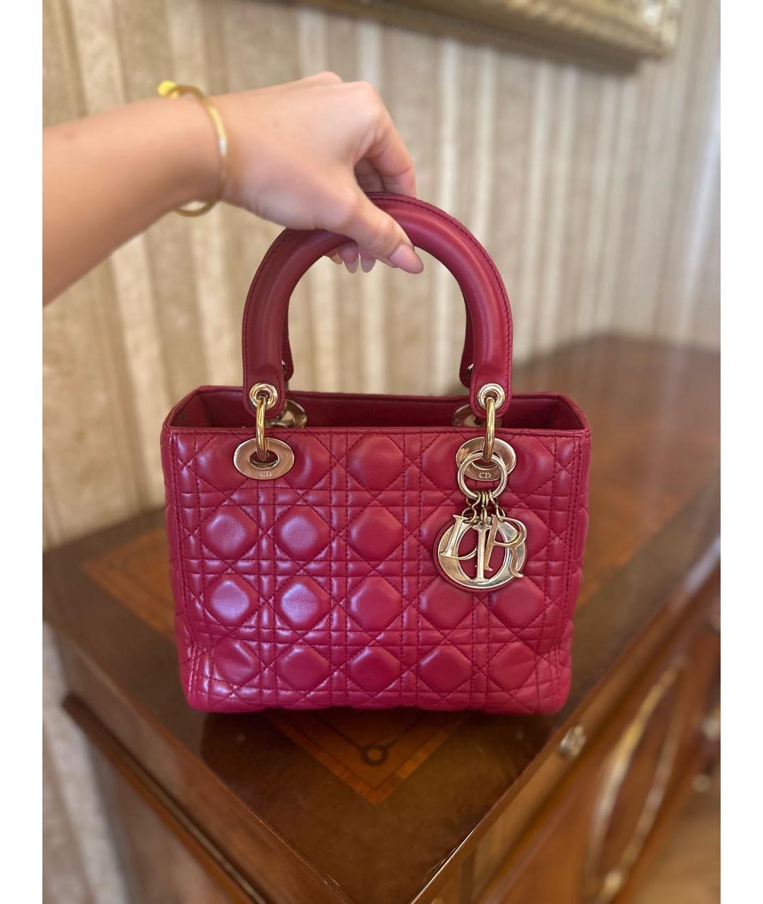 CHRISTIAN DIOR Красная кожаная сумка с короткими ручками, фото 4