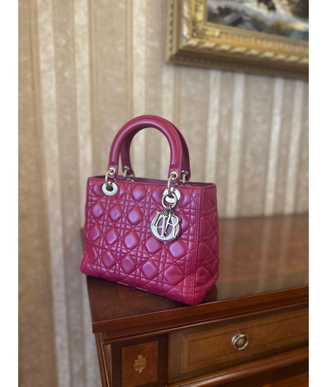 CHRISTIAN DIOR Красная кожаная сумка с короткими ручками, фото 3