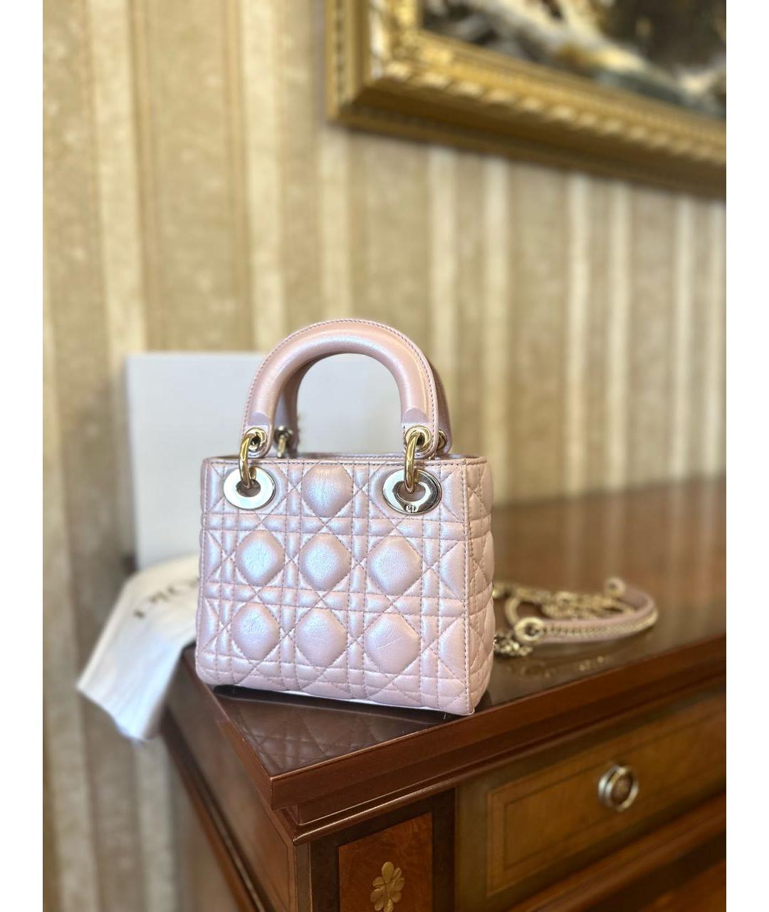 CHRISTIAN DIOR Розовая кожаная сумка с короткими ручками, фото 7