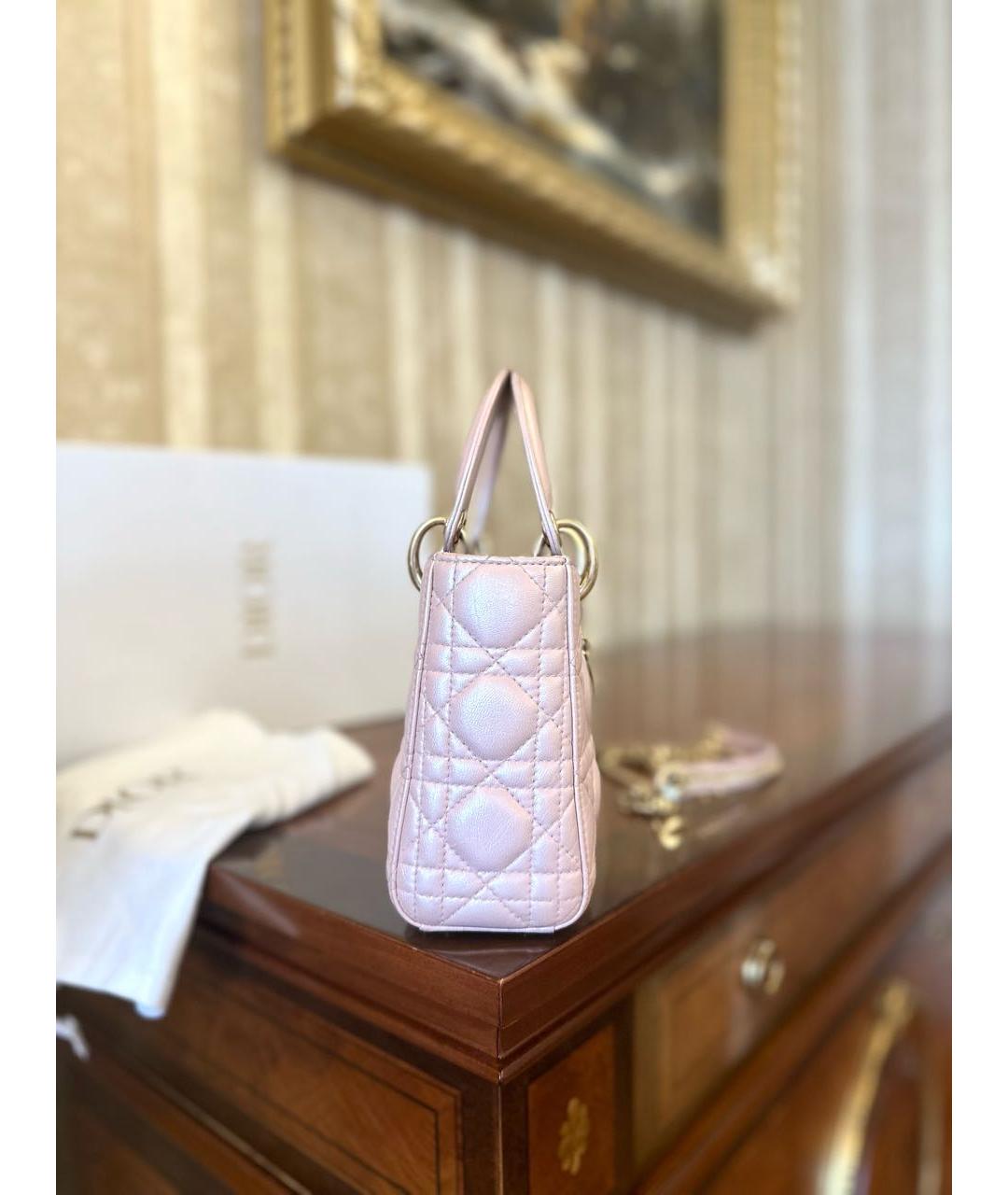 CHRISTIAN DIOR Розовая кожаная сумка с короткими ручками, фото 5