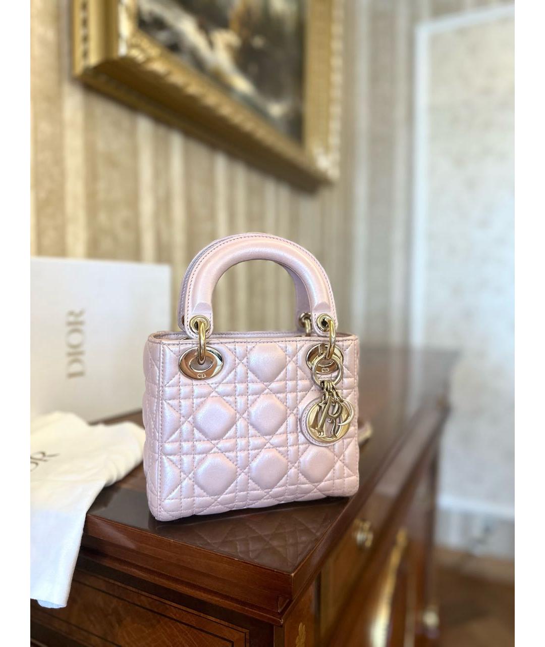 CHRISTIAN DIOR Розовая кожаная сумка с короткими ручками, фото 3