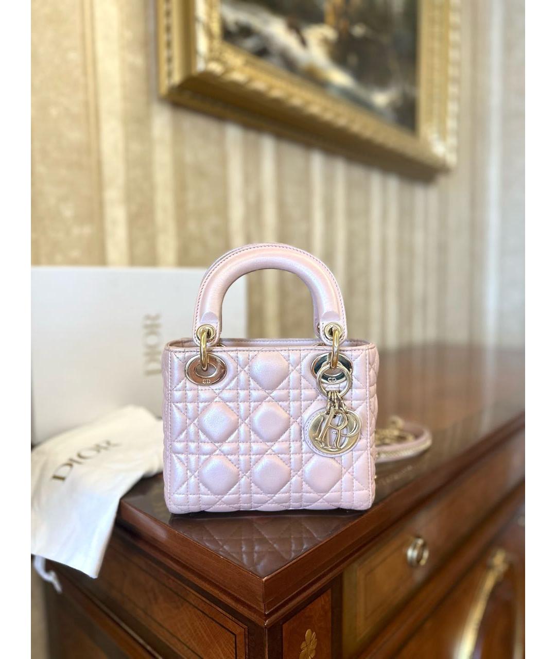 CHRISTIAN DIOR Розовая кожаная сумка с короткими ручками, фото 2