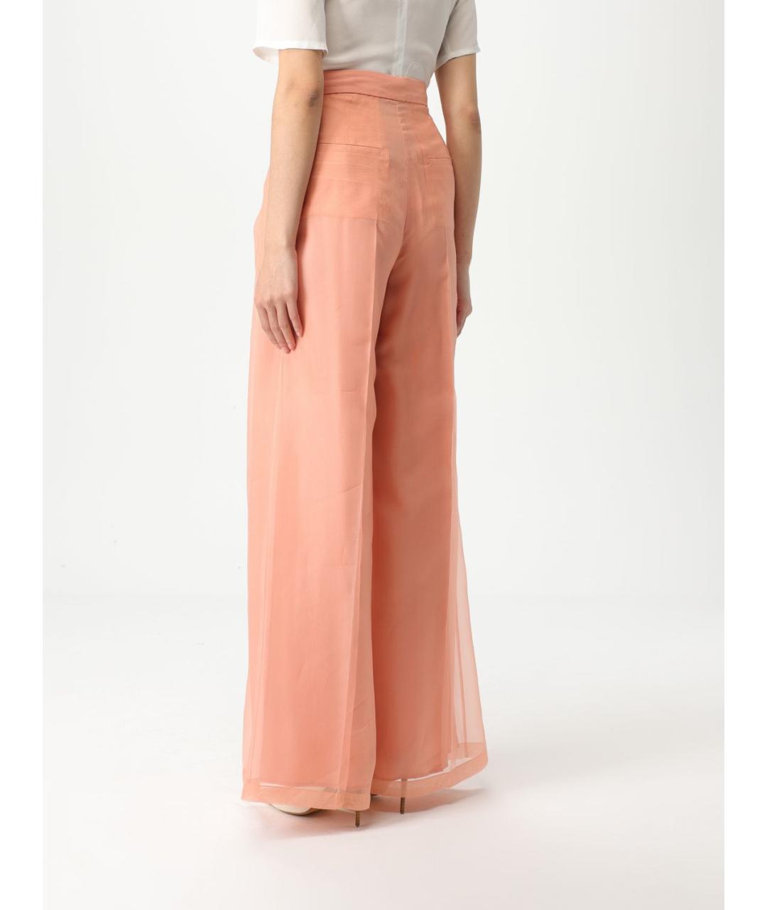 MAX MARA Коралловые шелковые прямые брюки, фото 4