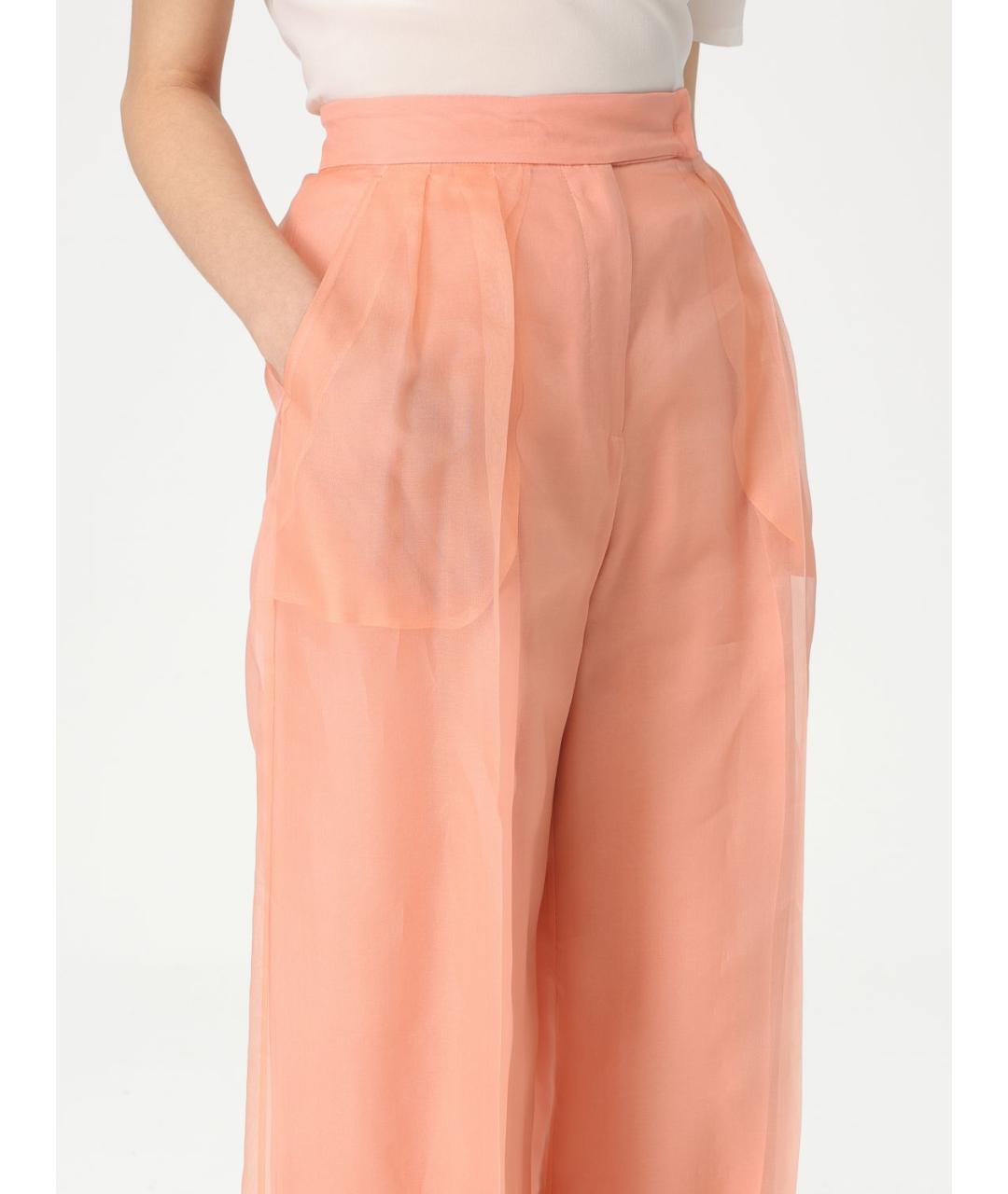 MAX MARA Коралловые шелковые прямые брюки, фото 6