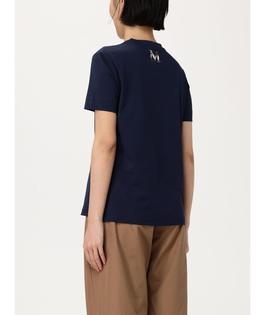 'S MAX MARA Синяя хлопковая футболка, фото 4