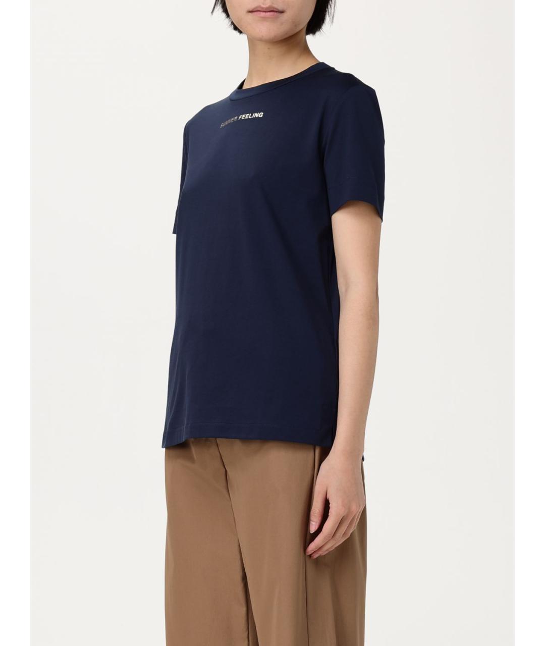 'S MAX MARA Синяя хлопковая футболка, фото 5