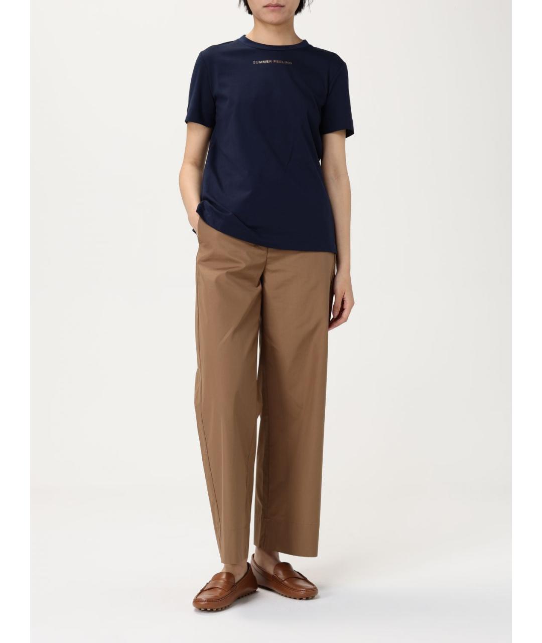 'S MAX MARA Синяя хлопковая футболка, фото 3