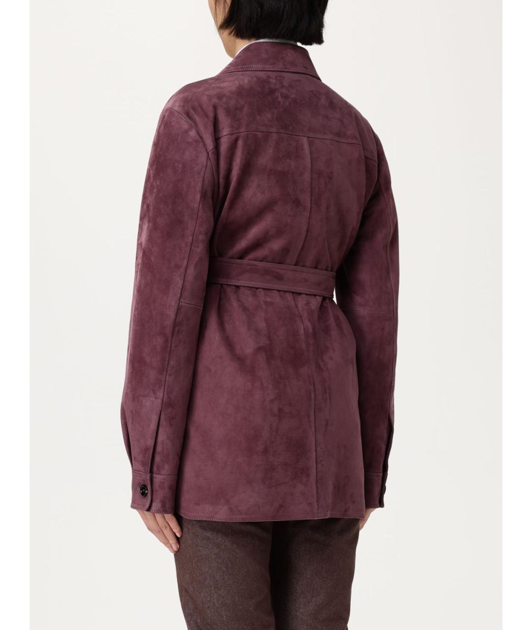 MAX MARA Фиолетовый кожаный жакет/пиджак, фото 3
