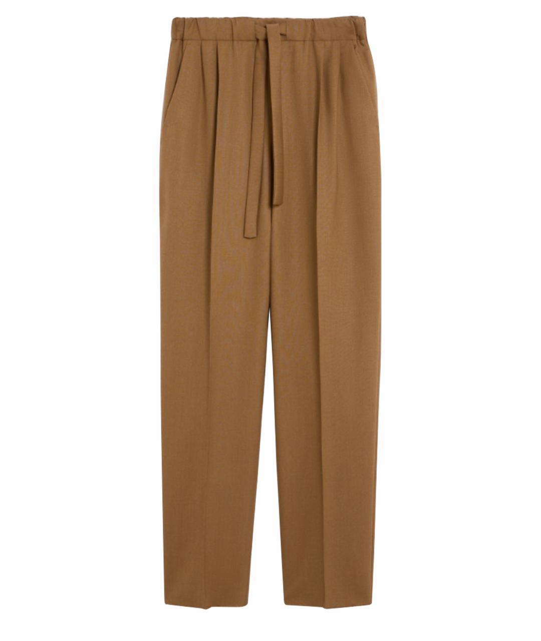 MAX MARA Коричневые шерстяные прямые брюки, фото 1