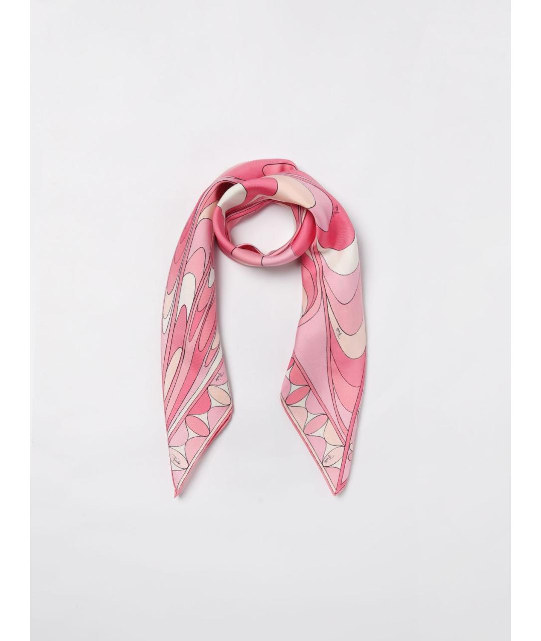 EMILIO PUCCI Розовый шелковый шарф, фото 2