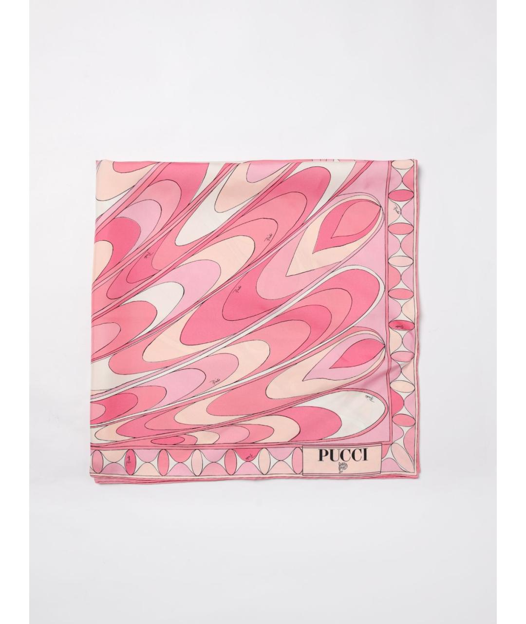 EMILIO PUCCI Розовый шелковый шарф, фото 4
