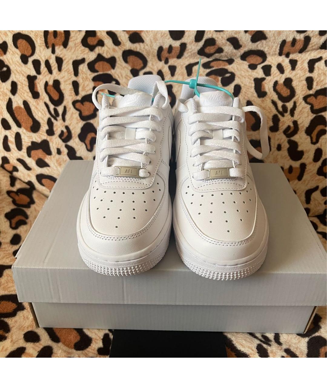 NIKE Белые кожаные низкие кроссовки / кеды, фото 2