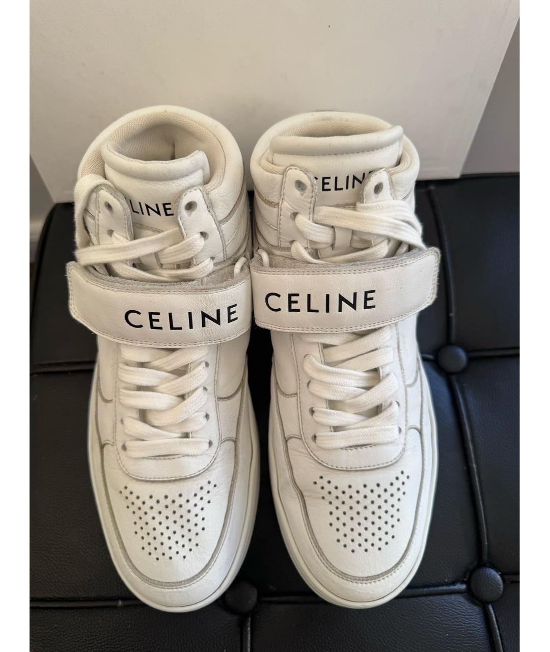 CELINE Белые кожаные кроссовки, фото 7