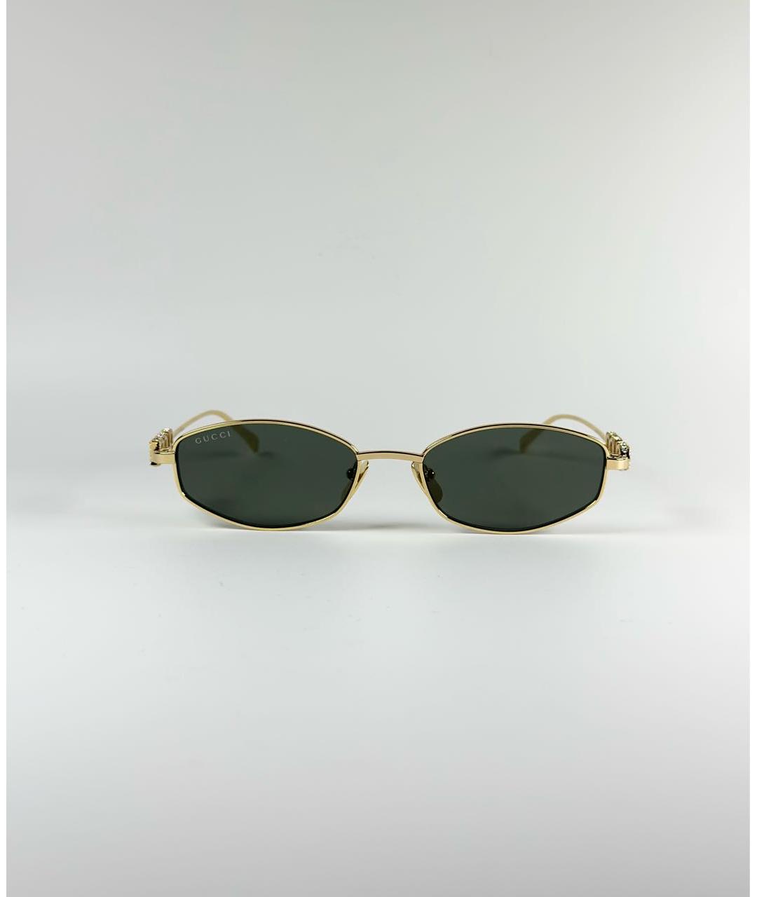 GUCCI Золотые металлические солнцезащитные очки, фото 4