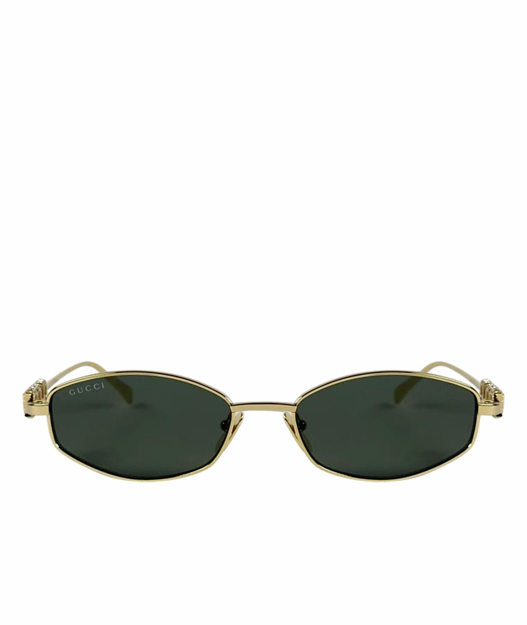 GUCCI Золотые металлические солнцезащитные очки, фото 1