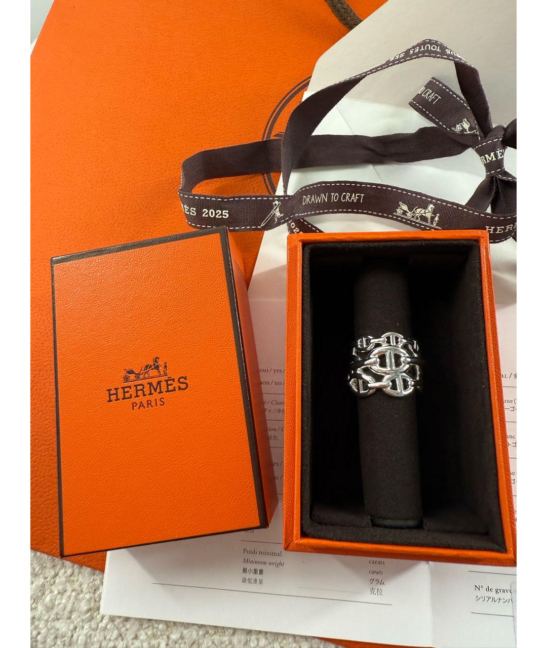 HERMES Серебряное серебряное кольцо, фото 8