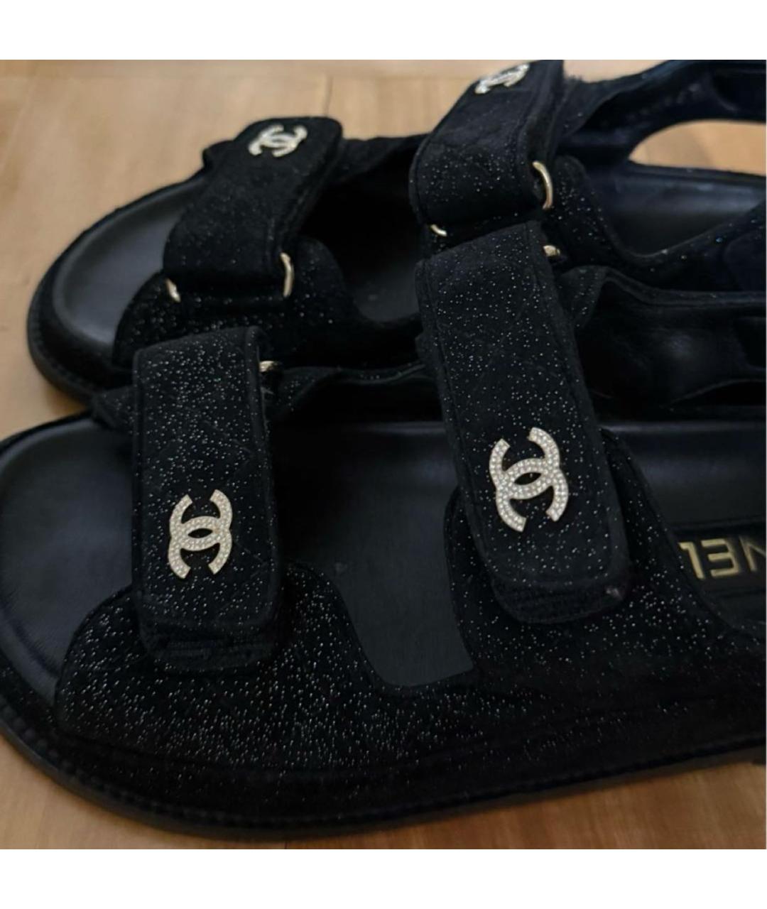 CHANEL Черные босоножки, фото 2