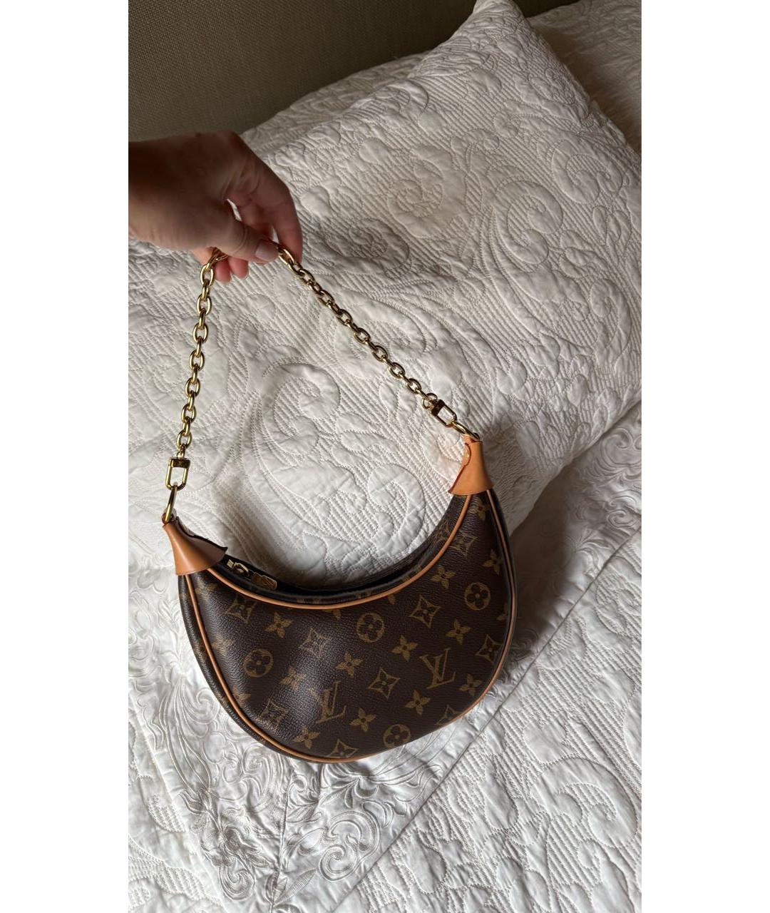 LOUIS VUITTON Коричневая кожаная сумка через плечо, фото 7