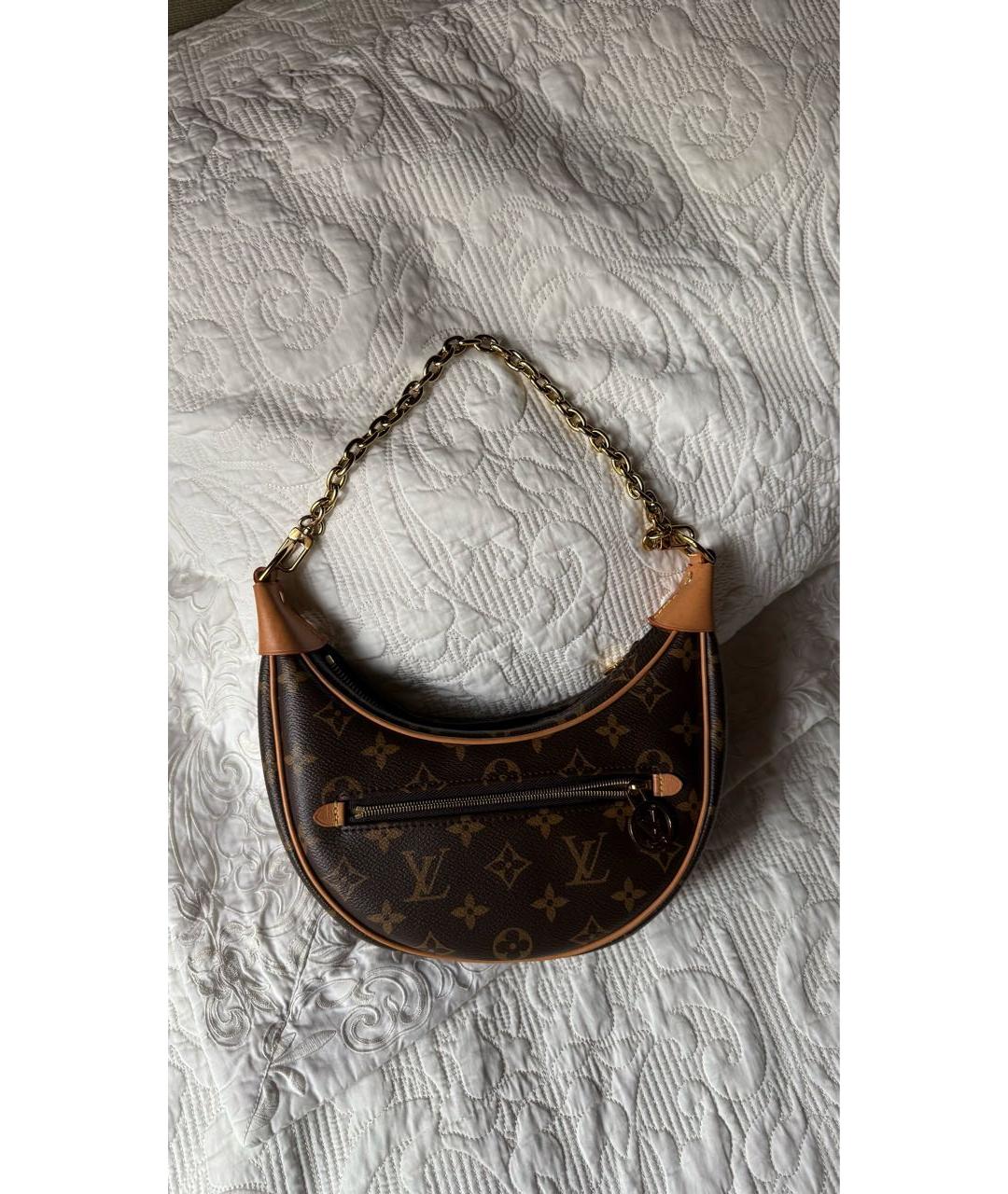 LOUIS VUITTON Коричневая кожаная сумка через плечо, фото 2