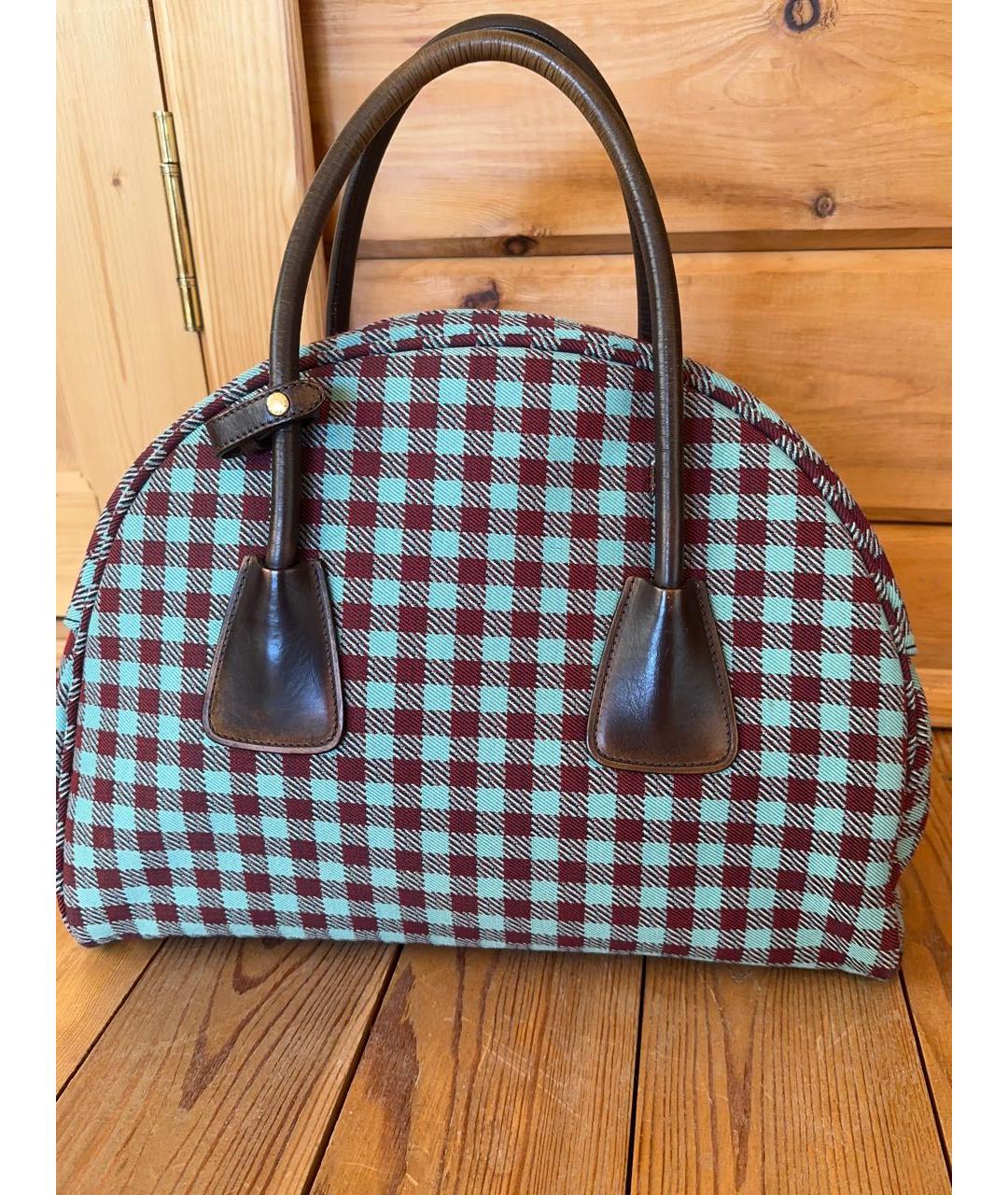 PRADA Темно-синяя жаккардовая сумка с короткими ручками, фото 2