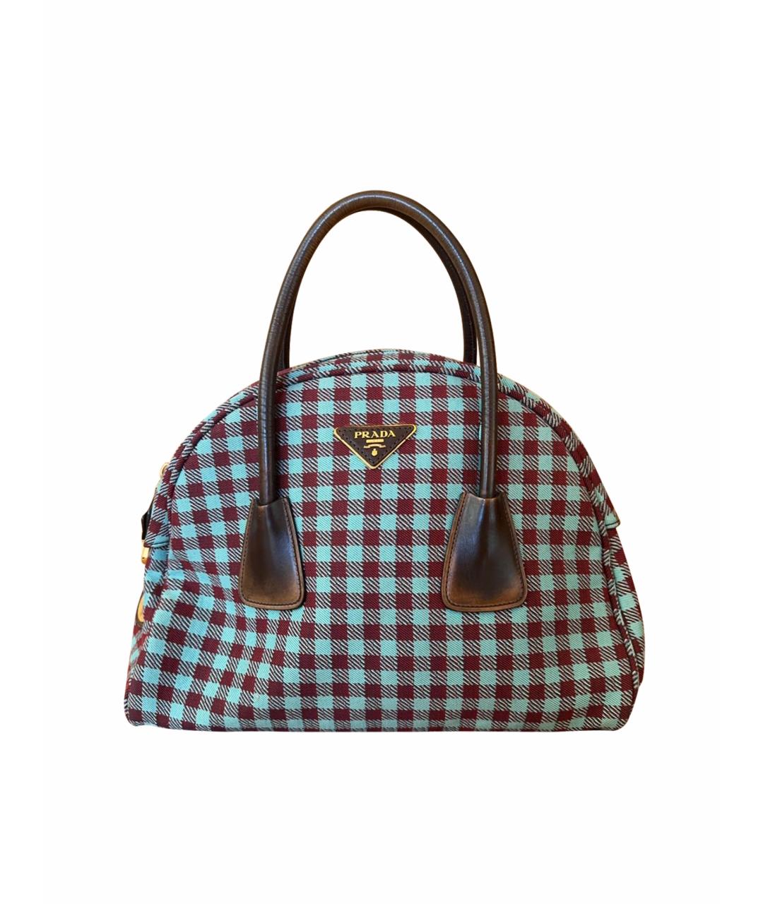 PRADA Темно-синяя жаккардовая сумка с короткими ручками, фото 1