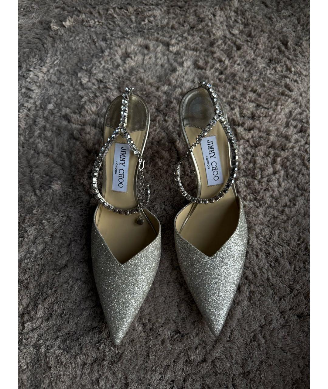 JIMMY CHOO Золотые кожаные туфли, фото 8