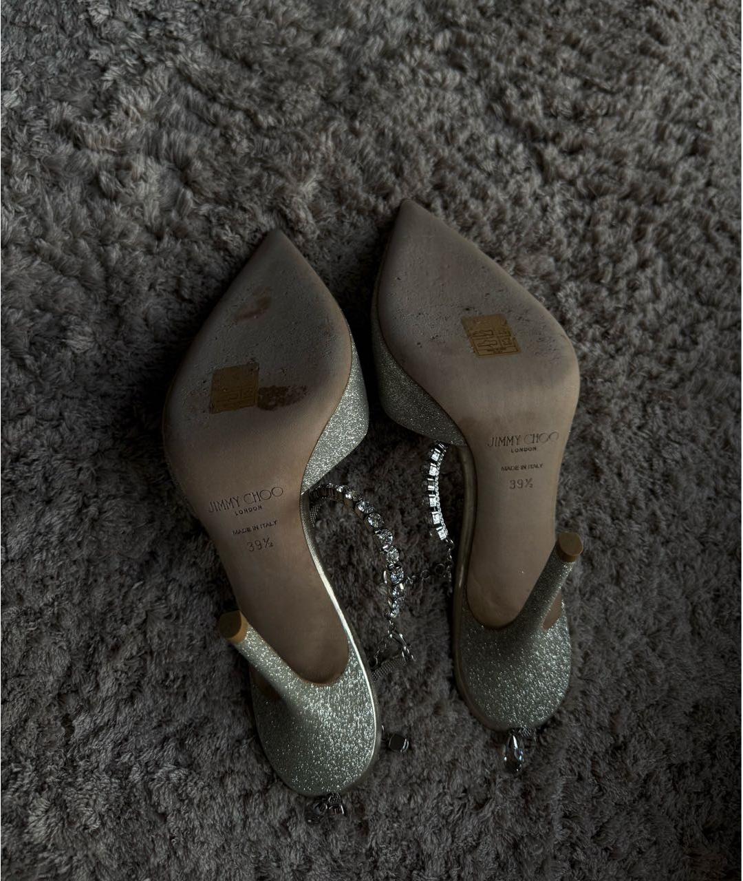 JIMMY CHOO Золотые кожаные туфли, фото 6