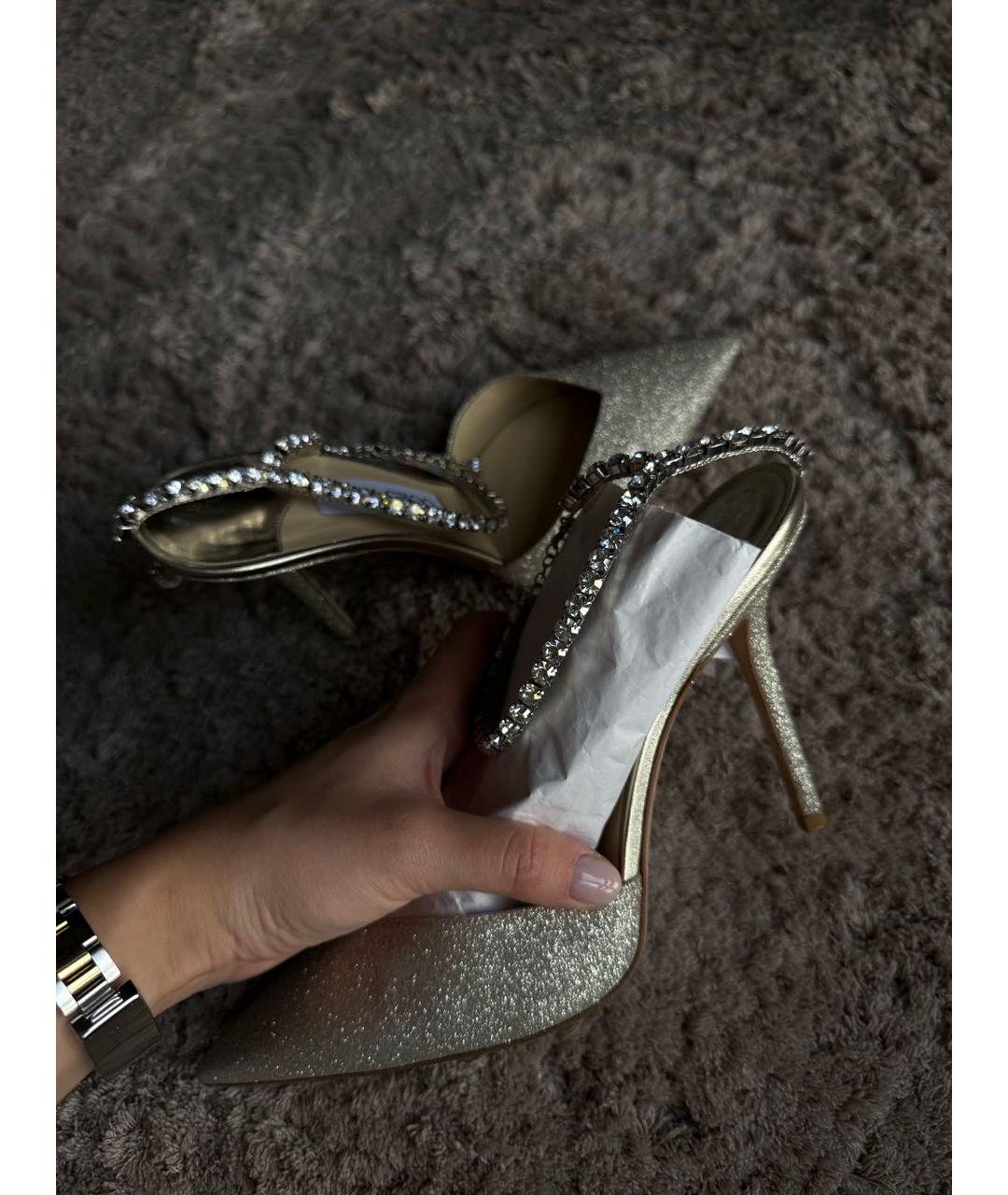 JIMMY CHOO Золотые кожаные туфли, фото 2