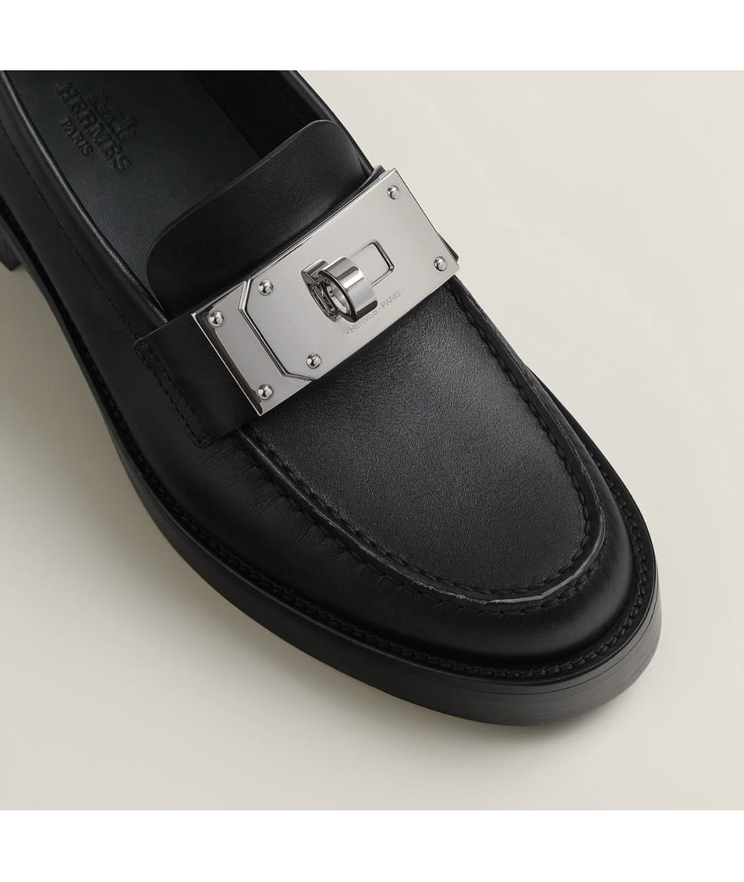 HERMES Черные кожаные лоферы, фото 6