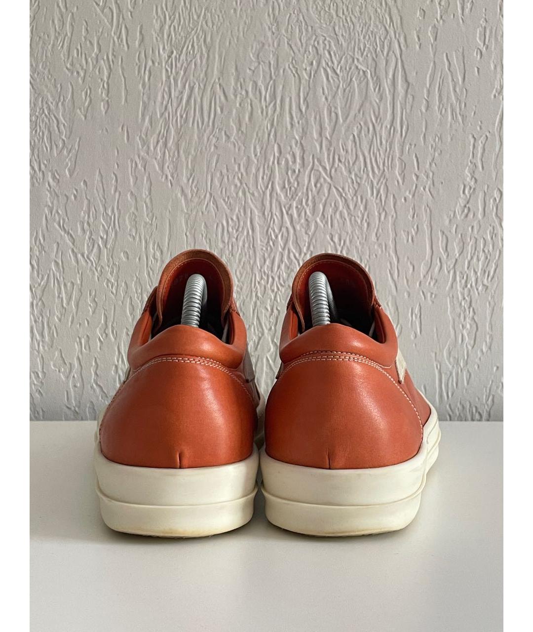 RICK OWENS Оранжевое кожаные низкие кроссовки / кеды, фото 4