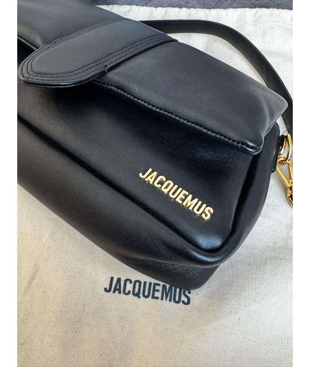 JACQUEMUS Черная кожаная сумка через плечо, фото 5