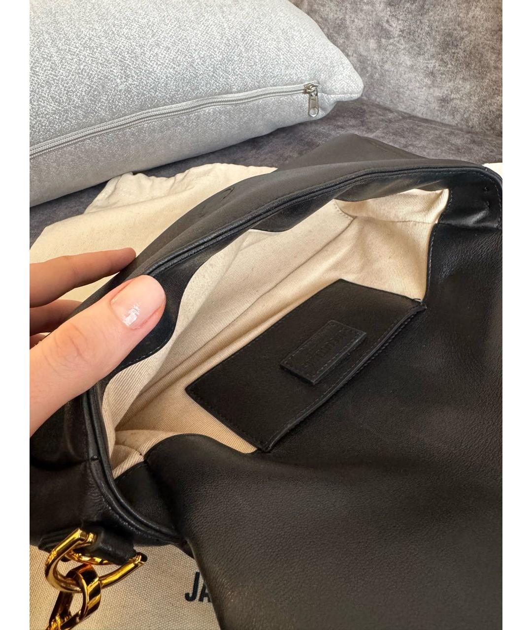 JACQUEMUS Черная кожаная сумка через плечо, фото 4