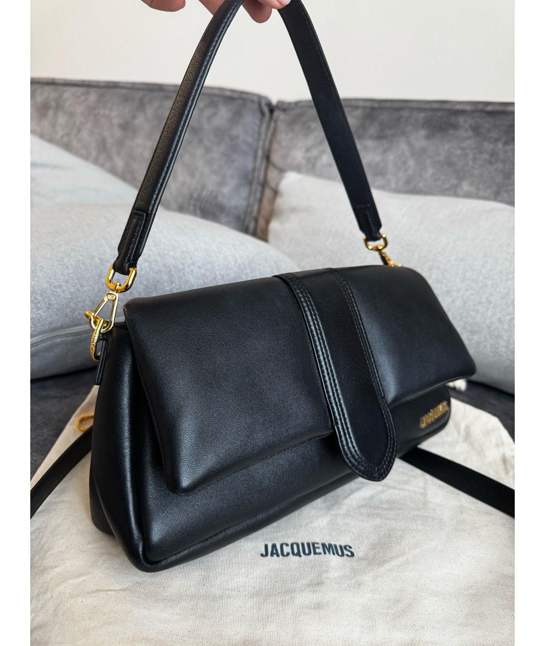 JACQUEMUS Черная кожаная сумка через плечо, фото 2
