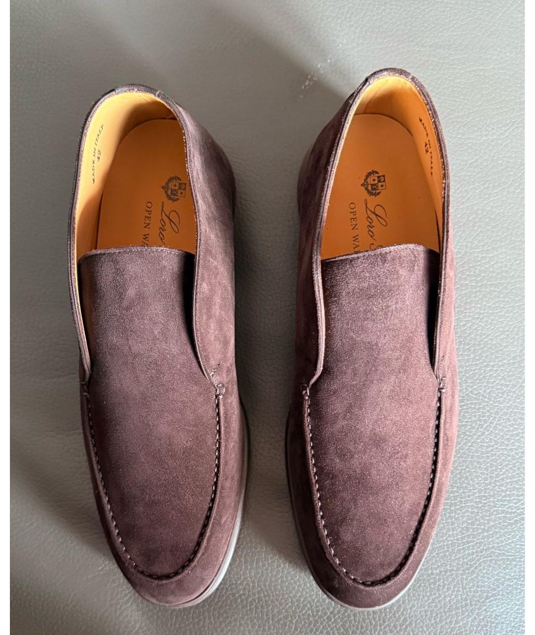 LORO PIANA Коричневые замшевые лоферы, фото 2