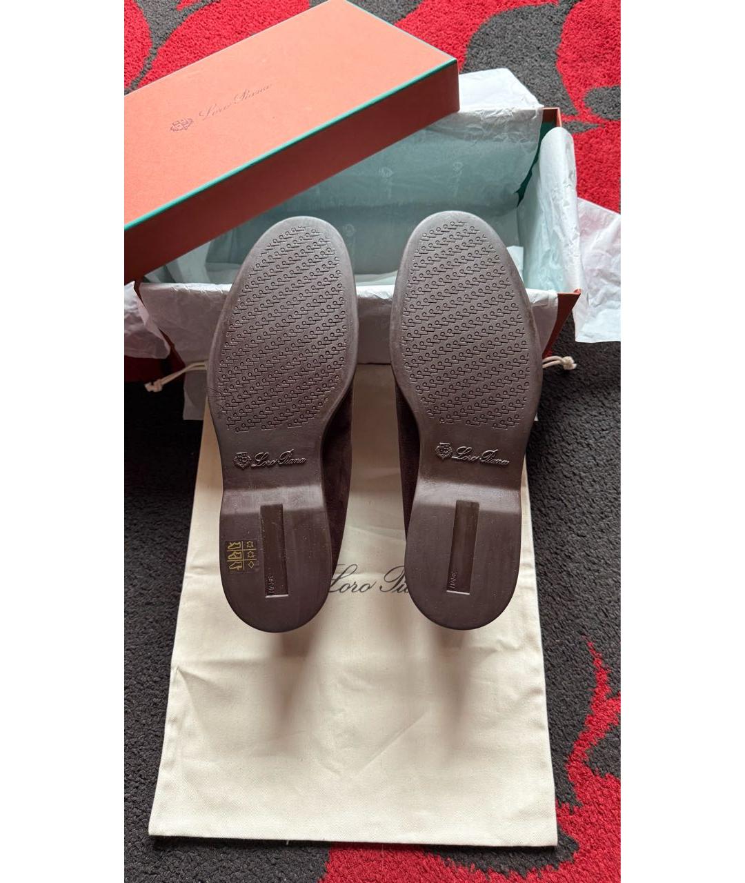 LORO PIANA Коричневые замшевые лоферы, фото 6