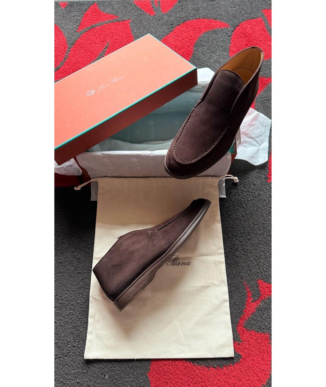 LORO PIANA Коричневые замшевые лоферы, фото 5