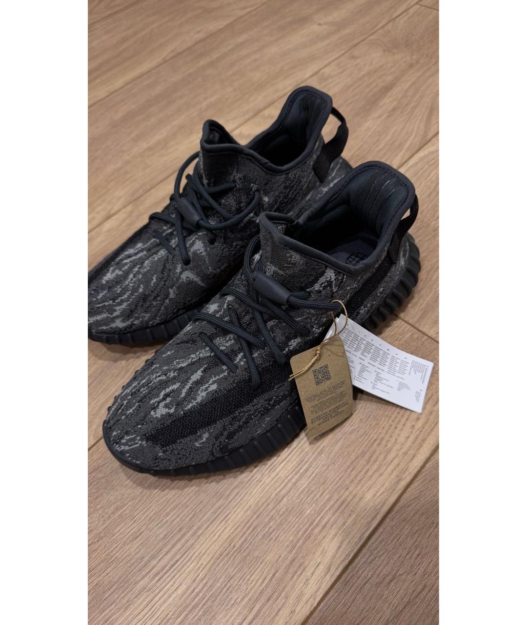 ADIDAS YEEZY Антрацитовые текстильные низкие кроссовки / кеды, фото 6