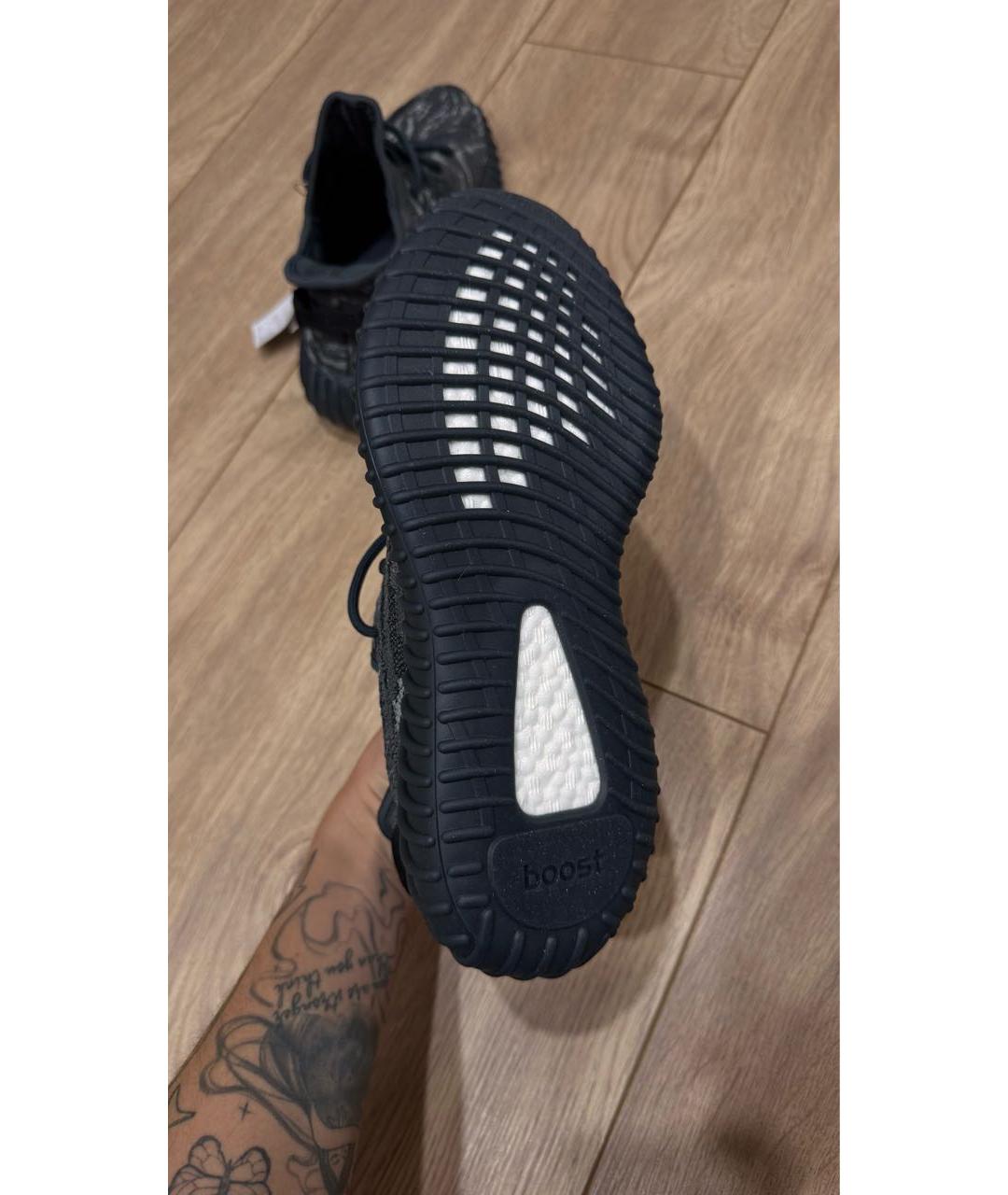 ADIDAS YEEZY Антрацитовые текстильные низкие кроссовки / кеды, фото 5