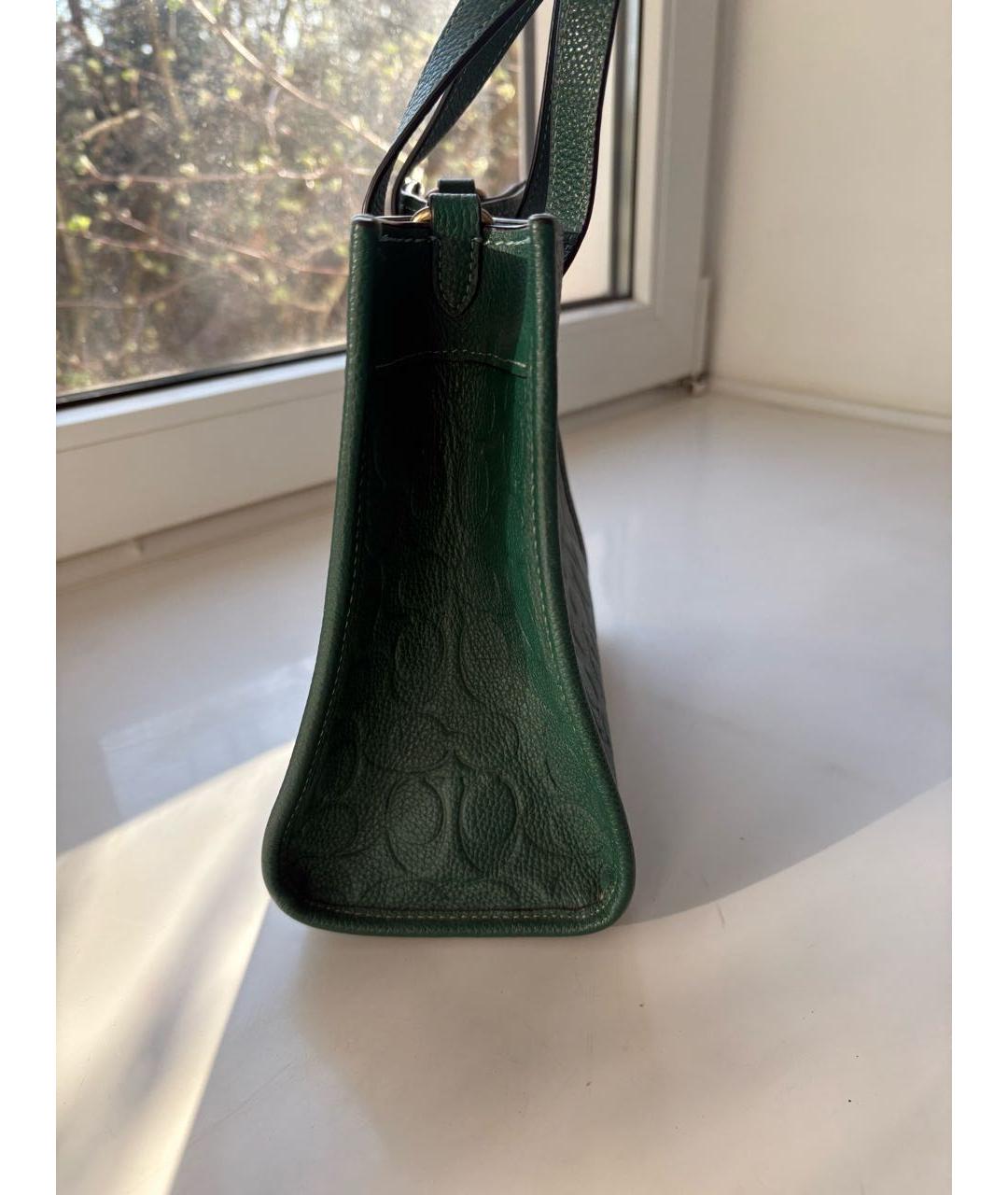 COACH Зеленая кожаная сумка тоут, фото 3
