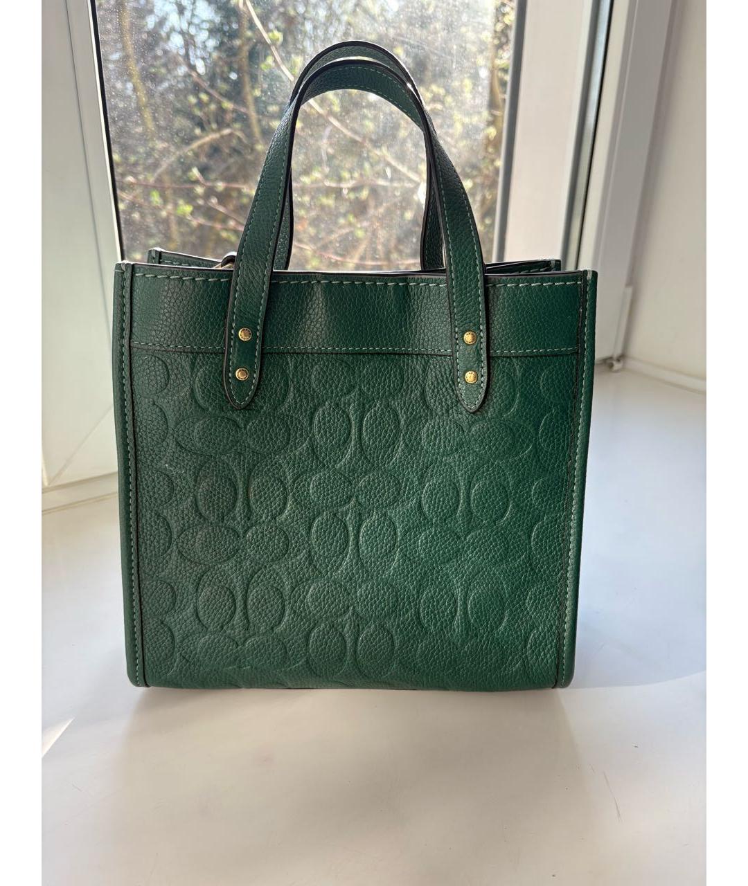 COACH Зеленая кожаная сумка тоут, фото 7