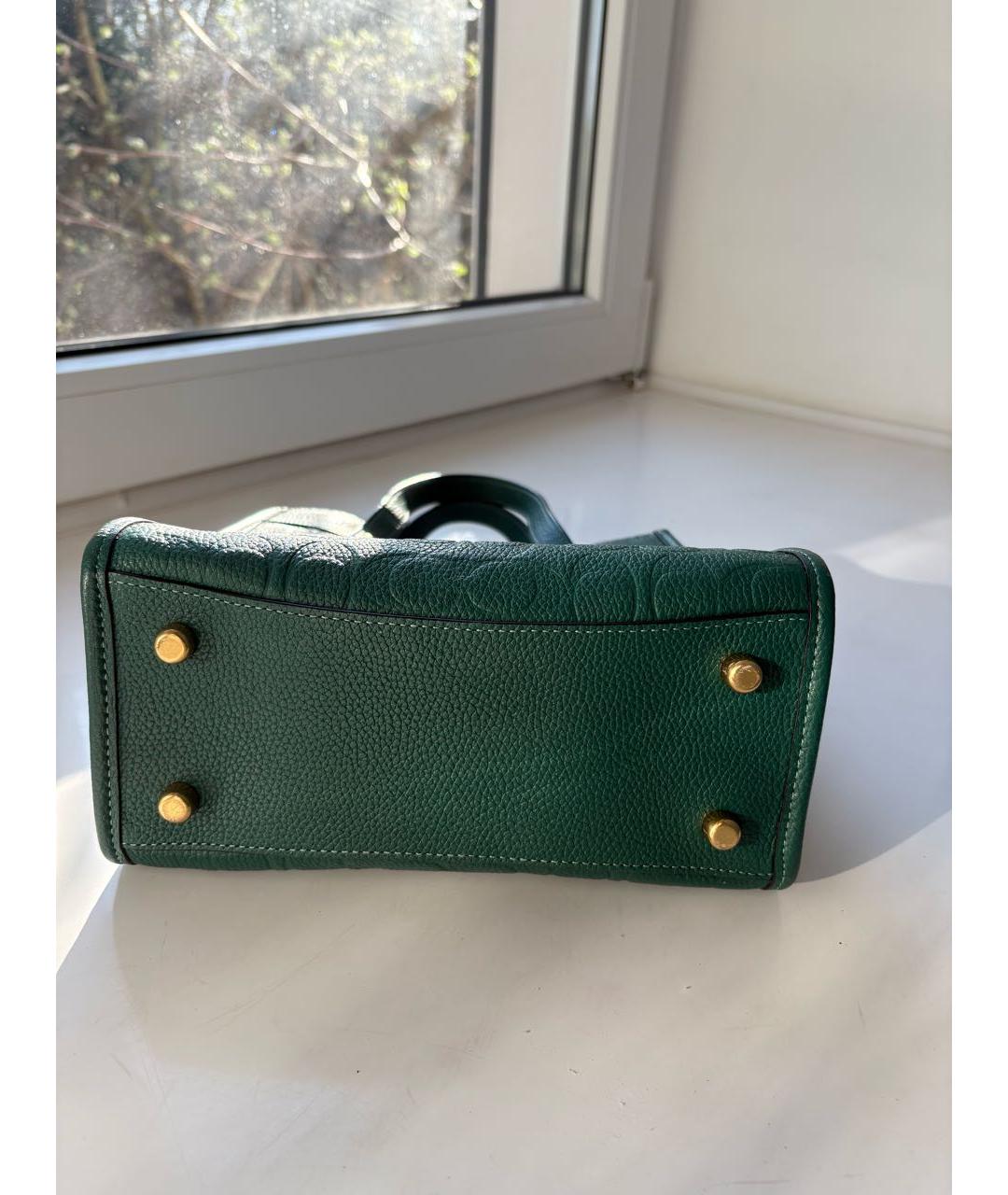 COACH Зеленая кожаная сумка тоут, фото 6