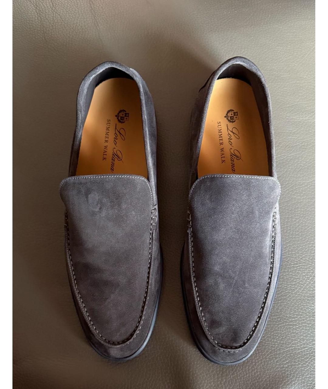 LORO PIANA Антрацитовые замшевые лоферы, фото 2