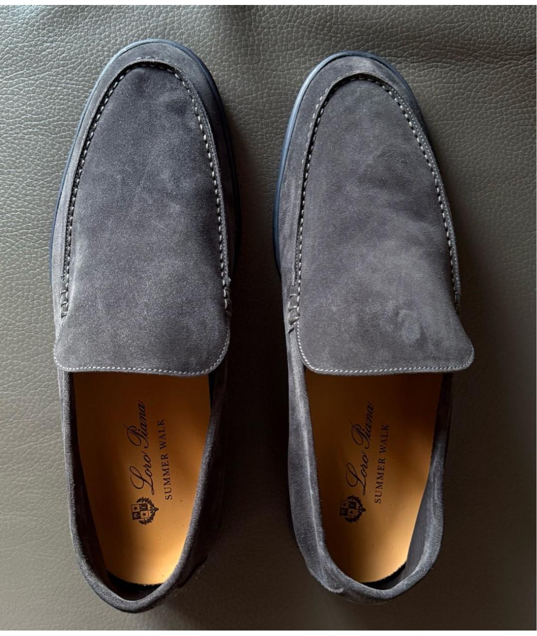LORO PIANA Антрацитовые замшевые лоферы, фото 3