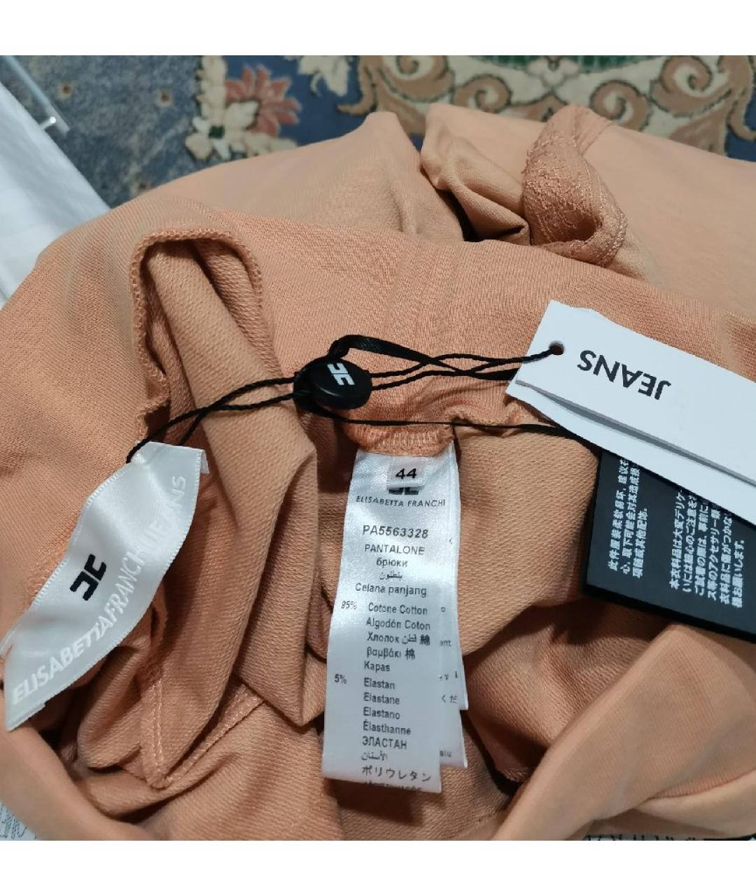 ELISABETTA FRANCHI Оранжевое хлопковые спортивные брюки и шорты, фото 3