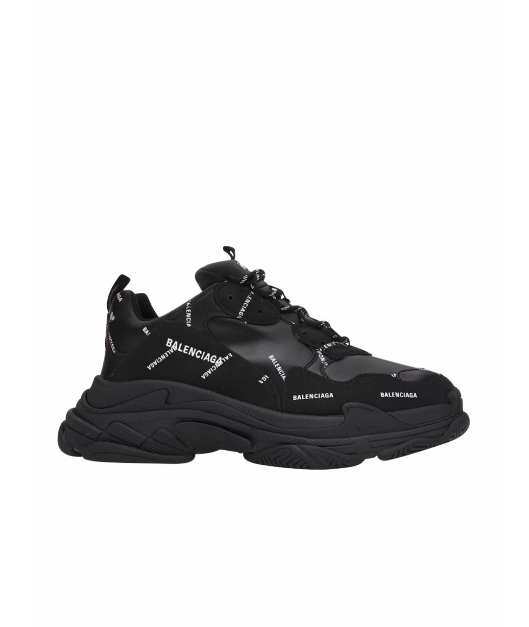 BALENCIAGA Черные кожаные кроссовки, фото 1