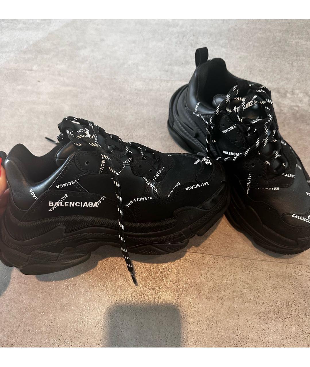 BALENCIAGA Черные кожаные кроссовки, фото 5