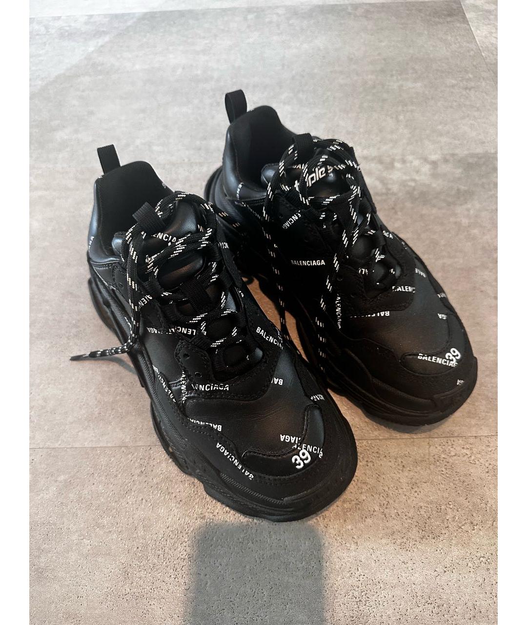 BALENCIAGA Черные кожаные кроссовки, фото 2